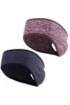 Natuce 2 Pièces Polaire Bandeau de Sport Femmes Hommes Bandeau Cheveux Hiver Sport Bandeau Cache Oreille Chaleureux Confortab