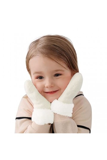 Gants Tricotées pour Enfant Moufles Femmes Mode tricoté en Peluche Torsion Coupe épaissi Doigts Plus Polaire Gants Moufles Bé