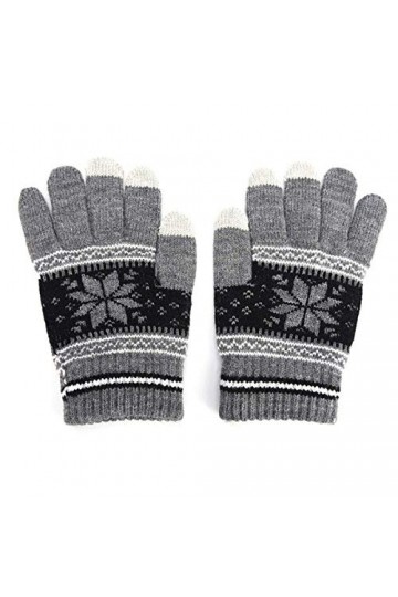 Motif Flocon De Hiver Doigt Neige Young Styles Chaud Tricoté Gants Femmes Hommes Moufles Color : A02: Grau, Size : One Size 