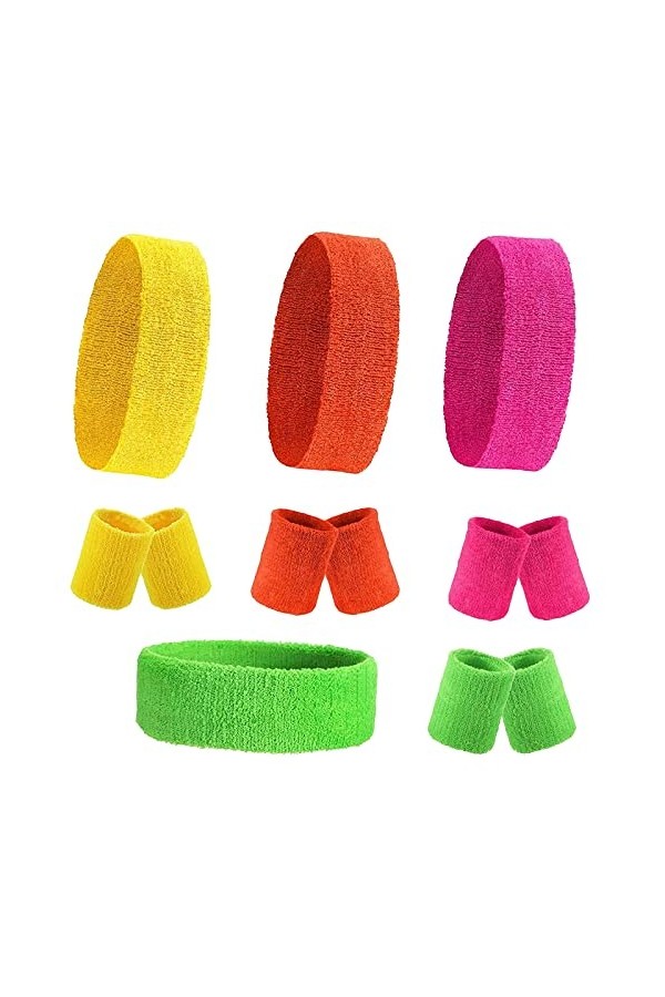 Lot de 6 bandeauxBandeau Sport pour Hommes et Femmes Bandeau Transpiration Bandeau Poignet Setde Transpiration absorbants pou