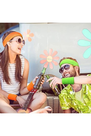 Lot de 6 bandeauxBandeau Sport pour Hommes et Femmes Bandeau Transpiration Bandeau Poignet Setde Transpiration absorbants pou