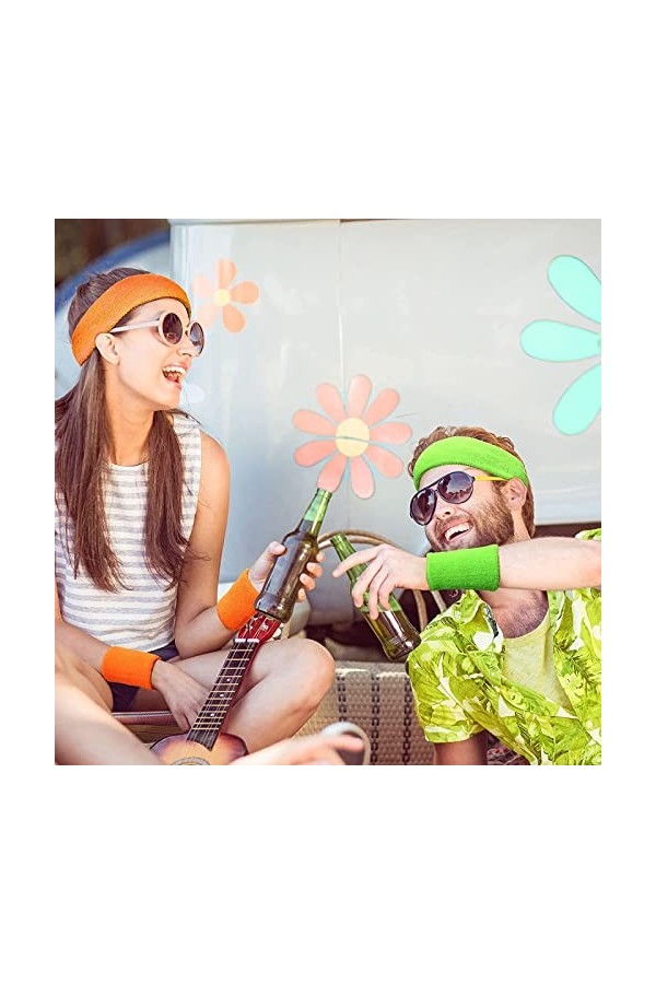 Lot de 6 bandeauxBandeau Sport pour Hommes et Femmes Bandeau Transpiration Bandeau Poignet Setde Transpiration absorbants pou