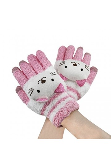 Femme Gants d’Hiver Tactiles Magiques Décor Lapin Panda Chat Mignon Gants en Peluches Chaud Avec Doublure Polaire Thermique G