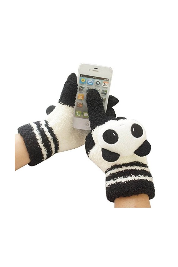 Femme Gants d’Hiver Tactiles Magiques Décor Lapin Panda Chat Mignon Gants en Peluches Chaud Avec Doublure Polaire Thermique G