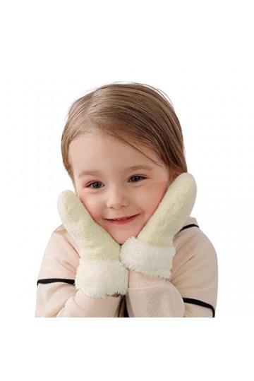 Gants Tricotées pour Enfant Gants épais épais Chauds Coupe-Vent tricotés de Couleur Unie pour Femmes Moufle Bébé Hiver Gants 