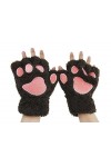 Femme Gants Mignon Mitaines Hiver Motif Patte d’Ours Adorable Gants en Peluche Chaud Joli Gants Demi-doigt Griffe de Chat Jou