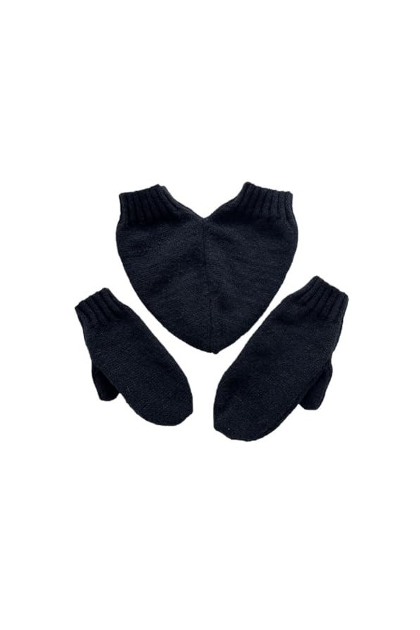 LIUZHIPENG Paire de gants dhiver chauds tricotés tenant la main pour 2 personnes mitaines pour amoureux, Noir , taille uniqu
