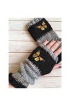 Mitaines Mitaines Femme Noir Gants Hiver Taille Unique Gants Tricot Hiver Automne Unisexe pour Moufles, Noir , taille unique