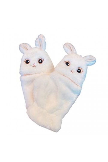 KieTeiiK Mitaines en forme de lapin en peluche avec rabat sur le dessus - Gants dhiver chauds extensibles - Moufles élastiqu