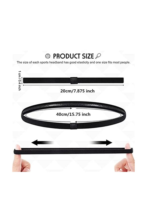 Bandeaux de Sport, Bandeaux de Sport Fin, Bandes de Sport Élastiques Antidérapantes, Bandeau Anti-Transpiration, Bandeau Fin 