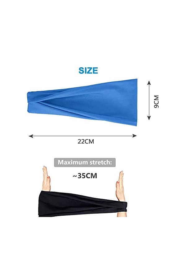 Nuonove Bandeau de Sport, Course, Fitness,Élastique Bandeau, Utilisé pour La Le Cyclisme, Yoga, Transpiration élastique Hydra