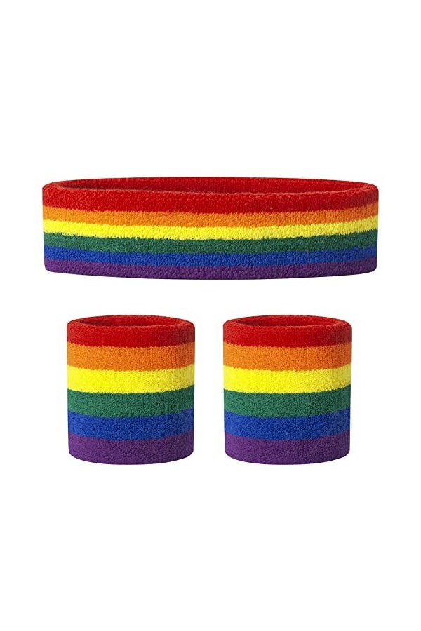 ONUPGO Lot de 3 bandeaux de sport à rayures en tissu éponge pour exercice de basket-ball et bandeau absorbant lhumidité