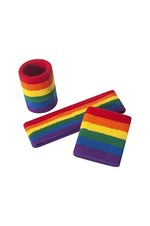 ONUPGO Lot de 3 bandeaux de sport à rayures en tissu éponge pour exercice de basket-ball et bandeau absorbant lhumidité