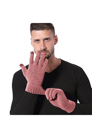 RkH193 Gants dhiver chauds en peluche brodée pour homme et femme, rose, taille unique