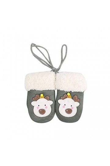 Clicitina Gants Enfants Hiver Chaud Femme Bébé Laine Élève du primaire Mignon Rouge Noël Plus Velours Automne Et Hiver Manche