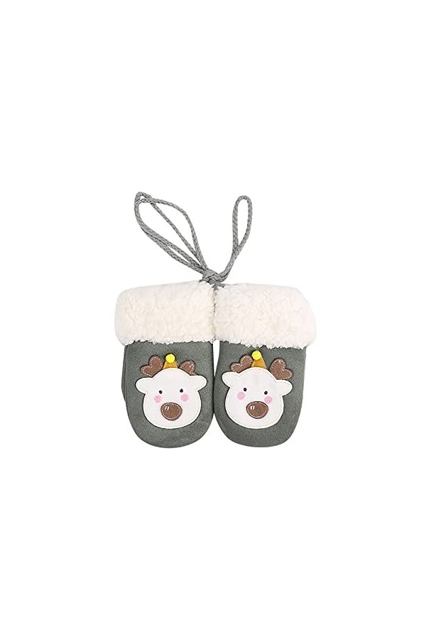 Clicitina Gants Enfants Hiver Chaud Femme Bébé Laine Élève du primaire Mignon Rouge Noël Plus Velours Automne Et Hiver Manche