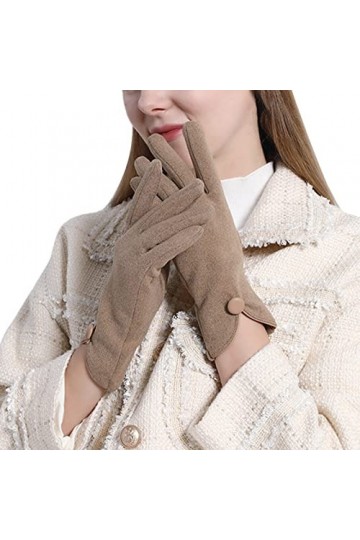 KhG399 Gants coupe-vent en peluche épaisse douce et confortable pour la conduite de neige KhG399 kaki, taille unique , kaki,