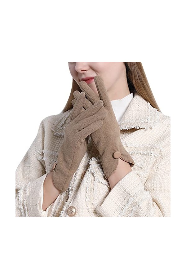 KhG399 Gants coupe-vent en peluche épaisse douce et confortable pour la conduite de neige KhG399 kaki, taille unique , kaki,