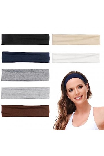 UYDF 7 Pièces Headband Cheveux Femme, Elastique Bandeau de Sport, Antidérapant Évacuation de lHumidité Bandeaux, Elastiques 