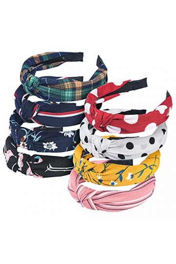 URAQT Bandeau Cheveux Femme, Boho Bandeaux pour Les Femmes Fleur Vintage Imprimé Serre Tête, Bandeaux avec Nœuds Hair Accesso