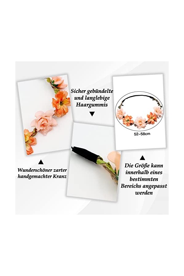 Lot de 5 Couronne de Fleurs Bandeau, VEGCOO Fleurs Headbands en Ruban Elastique Fleurs Pour Cheveux, Pour Photographie de Voy