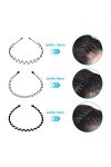 Hanyousheng 3 Pcs Serre Tete en Métal, Bandeaux Ondulés Élastique, Multi-style Noir Antidérapant Métal Cerceau de Serre Tete 