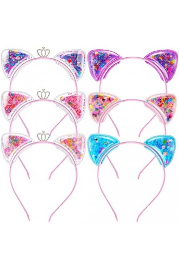 WLLHYF 6pcs Bandeaux dOreilles de Chat Oreilles de Chat Paillettes Bandeaux de Cheveux Paillettes Bandeaux Cerceaux de Cheve