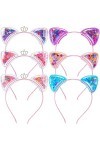 WLLHYF 6pcs Bandeaux dOreilles de Chat Oreilles de Chat Paillettes Bandeaux de Cheveux Paillettes Bandeaux Cerceaux de Cheve