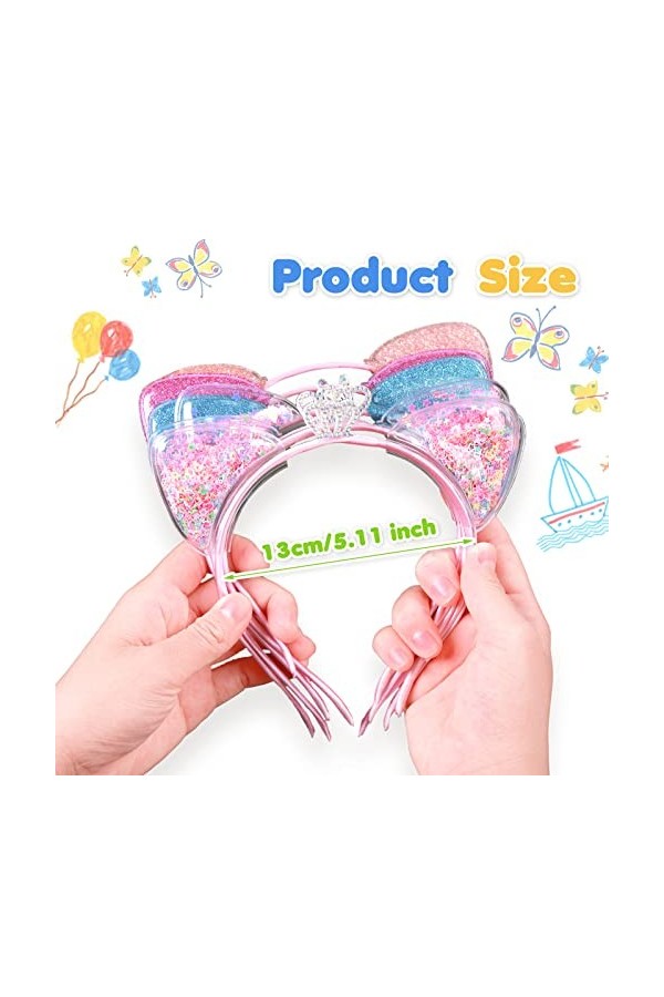 WLLHYF 6pcs Bandeaux dOreilles de Chat Oreilles de Chat Paillettes Bandeaux de Cheveux Paillettes Bandeaux Cerceaux de Cheve