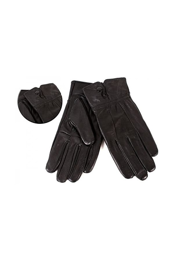 Gants dhiver en cuir véritable pour écran tactile - Chauds et doux - Doublure en laine - Gants 100 % cuir - Gants décontract