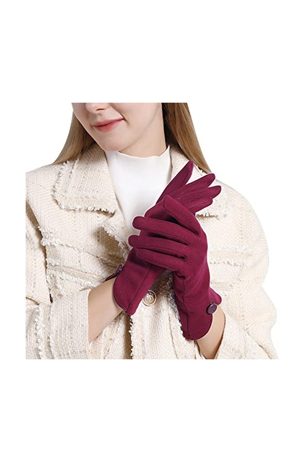 TjO829 Gants coupe-vent en peluche épaisse douce et confortable pour la conduite de la neige, Rouge, taille unique