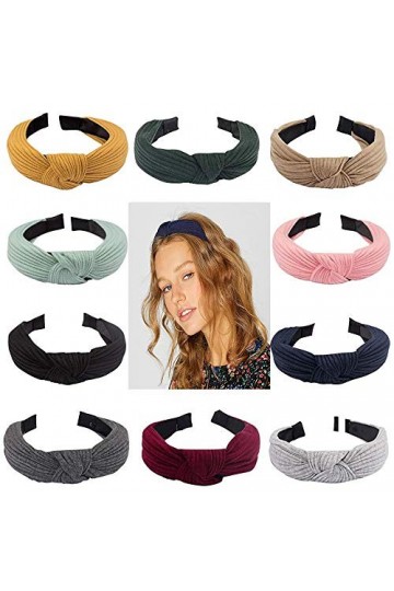 Bandeau Cheveux Femme, 10 Pièces de bandeaux larges noeud tricotés en tissu Turban enveloppement de cheveux accessoires de ch