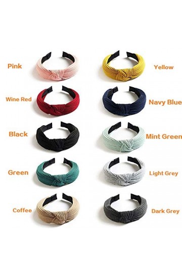 Bandeau Cheveux Femme, 10 Pièces de bandeaux larges noeud tricotés en tissu Turban enveloppement de cheveux accessoires de ch
