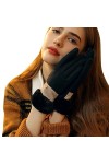 QWUVEDS Automne et Hiver Stockage de Chaleur Femmes-Contraste de Couleur Américaine-Épaissir -Gants Coupe-Vent et Résistant a