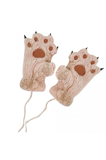 Gant de cosplay en peluche chaude pour costume animal mignon moufle fête costumée gants imperméables, kaki, taille unique