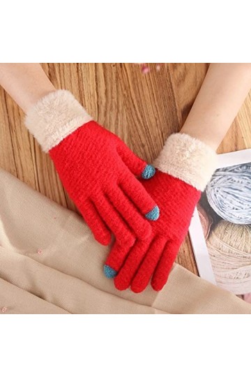 CWENROU Gants Tricotés pour Femmes, Gants dhiver À Écran Tactile, Gants Chauds Tricotés pour Ski Rétro pour Femmes, Moufles 