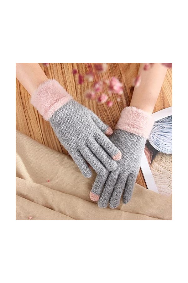 CWENROU Gants Tricotés pour Femmes, Gants dhiver À Écran Tactile, Gants Chauds Tricotés pour Ski Rétro pour Femmes, Moufles 