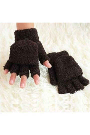 LUOXUEFEI Gants Femmes Dames Gants Étudiants dhiver Demi-Doigt Ou avec Une Casquette Gants