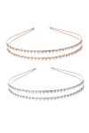 Sibba Lot de 2 bandeaux à cheveux double couche en métal avec strass brillants pour mariage de princesse doré + argent 