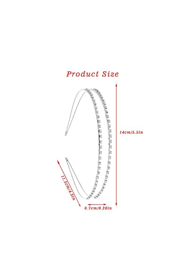 Sibba Lot de 2 bandeaux à cheveux double couche en métal avec strass brillants pour mariage de princesse doré + argent 