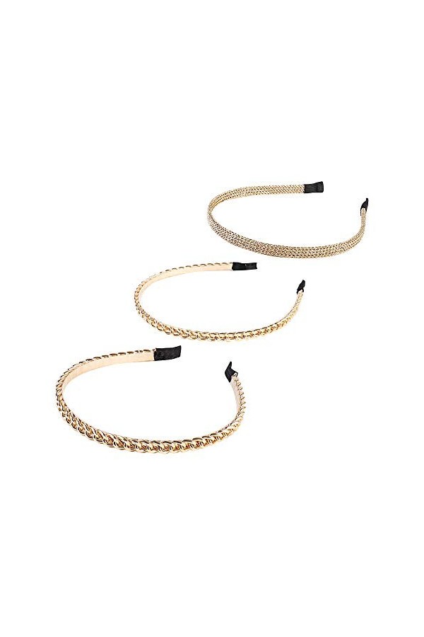 3pcs Bandeau en Métal Or Chaînes Bandes de Cheveux Cerceau Serre-têtes Femme Bandeau Headbands Vintage Accessoire de Coiffure