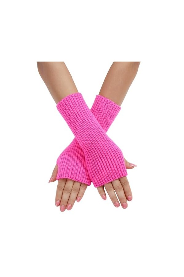 HERSIL Mitaines Mitaines Tricot Chaud Femme Moufles Convertibles Fleur Mode Bijoux de Main Noir, Rose, taille unique