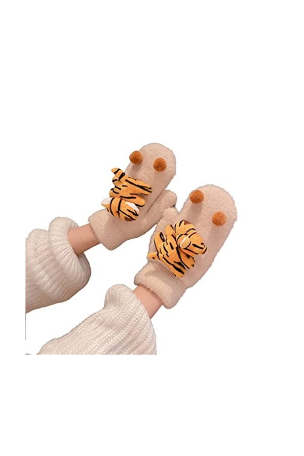 KieTeiiK Gants dhiver pour femme - Ours en peluche - Gants chauds et épais en tricot avec doublure en peluche pour filles