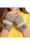 ZUMUii Butterme Gants sans Doigts Extensibles pour Femmes Gants tricotés à la Main Gants en Tricot avec Boutons