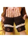 ZUMUii Butterme Gants sans Doigts Extensibles pour Femmes Gants tricotés à la Main Gants en Tricot avec Boutons