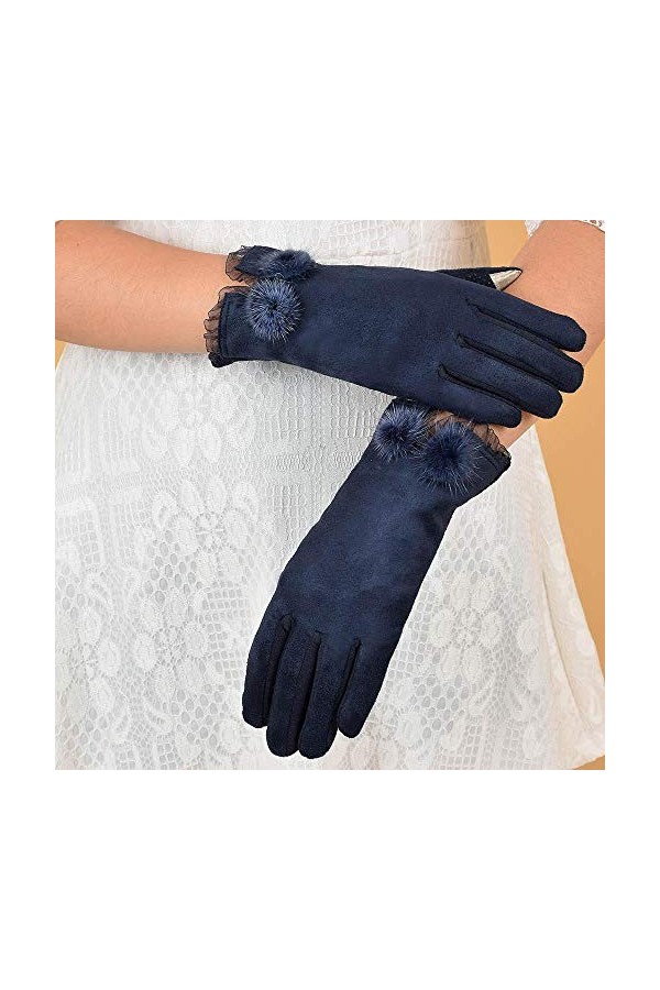MAPPE Gants dhiver pour Femmes Gants Chauds À La Mode Gants Épais en Daim Artificiel Doux Gants À Doigts Complets Gants en D