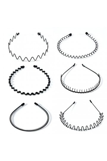 ChouchouClip 10 Pièces Bandeaux en Métal,Bandeaux Ondulés Élastique,Noir Antidérapant Sport Unisexe Serre Tete Accessoires Po