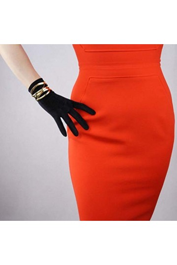 Hiver Femmes Mince Court Opéra Élastique Cygne Velours Gants De Soirée Sexy Or Velours Léopard Chaud Cyclisme Conduite Mitain