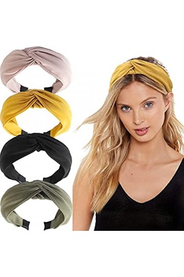 MiDoDo 4 Pièces Bandeau Noeud Cheveux Femme Cheveux Accessoires pour Filles Femme Vintage Bandeau Cheveux Femme Vintage Serre
