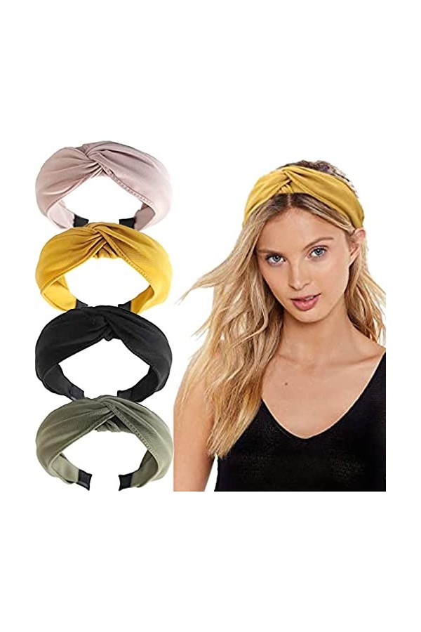 MiDoDo 4 Pièces Bandeau Noeud Cheveux Femme Cheveux Accessoires pour Filles Femme Vintage Bandeau Cheveux Femme Vintage Serre